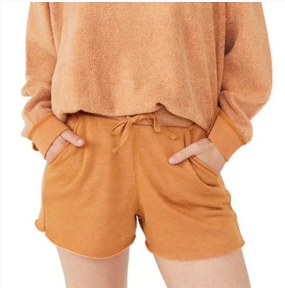 Free People Mustard Comfy Soft Shorts